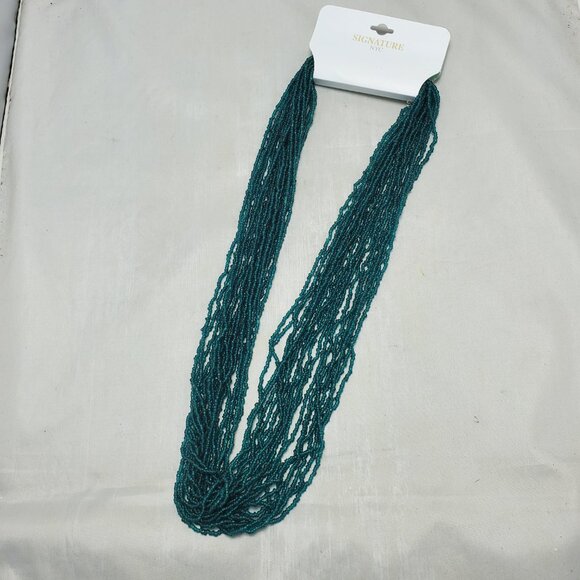 Signature green seed bead multi strand necklace 20 strand - Picture 4 of 8